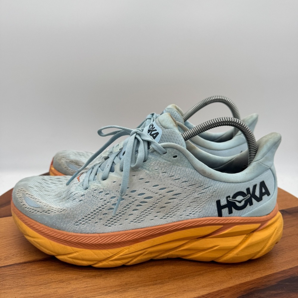 Hoka One One Clifton 8 Shoes Women's 10.5 Aqua Blue Running Athletic Sneakers - Picture 4 of 10